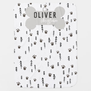 Dog Tag Neutral Boys Custom Baby Blanket