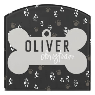 Dog Tag Neutral Gray Boys Custom Door Sign