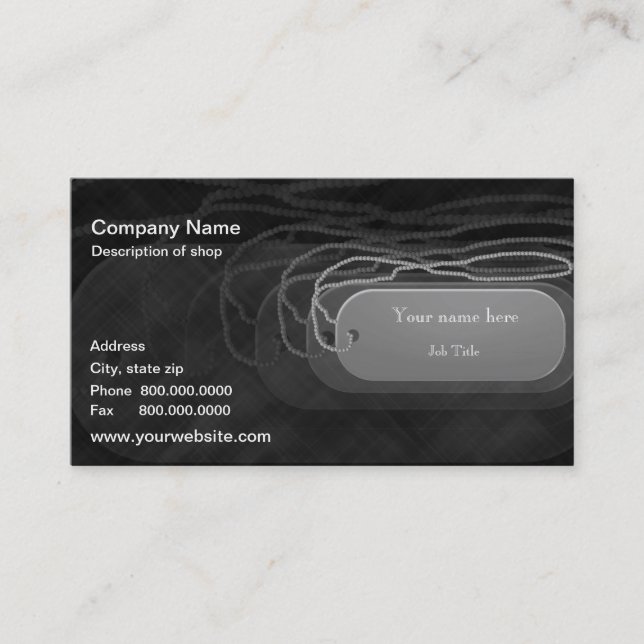 Dog Tag Template Business Card (Front)