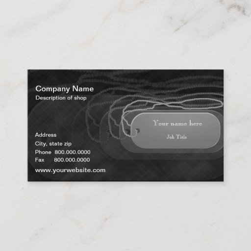Customizable Dog Tag Template Business Card