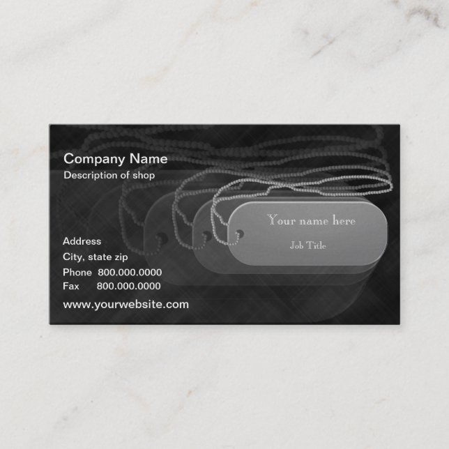 Dog Tag Template Business Card (Front)
