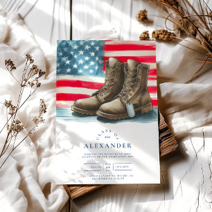 Dog Tags and Combat Boots Military Graduation Invitation