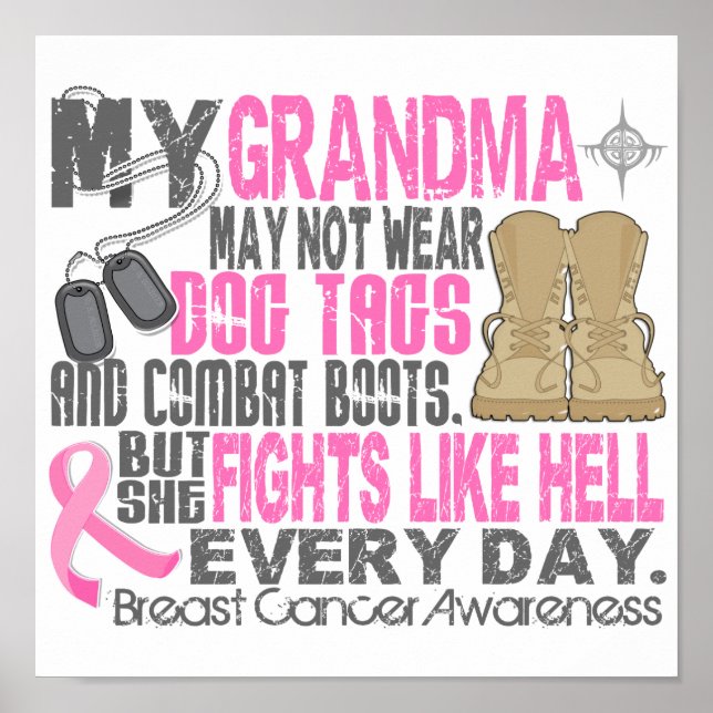 Dog Tags Breast Cancer Grandma Poster (Front)