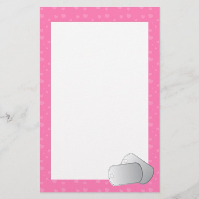 Dog Tags Love (pink) Stationery (Front)