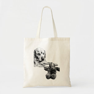 Dog & Teddy Bear Art Tote Bag