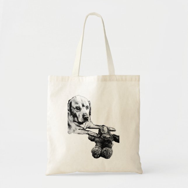  Dog & Teddy Bear | Art Tote Bag (Front)