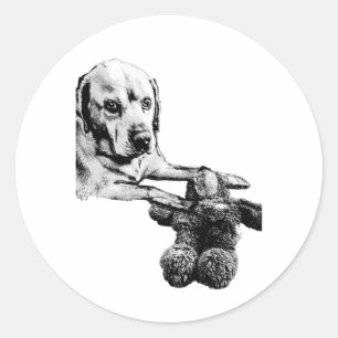 Dog & Teddy Black & White Sticker
