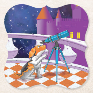 dog telescope paper coaster