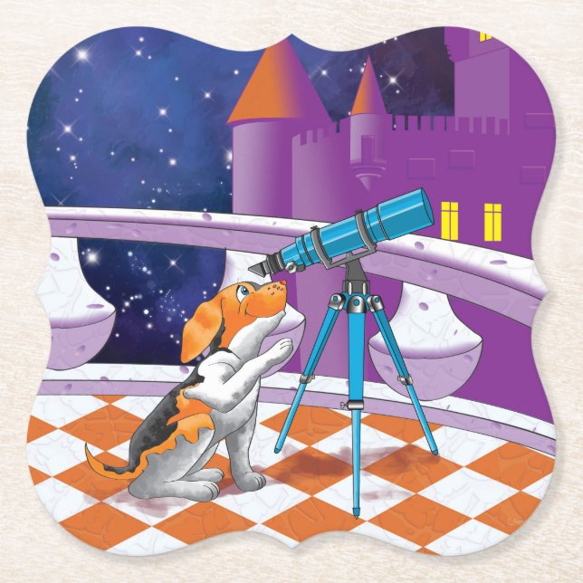 dog telescope paper coaster (Front)