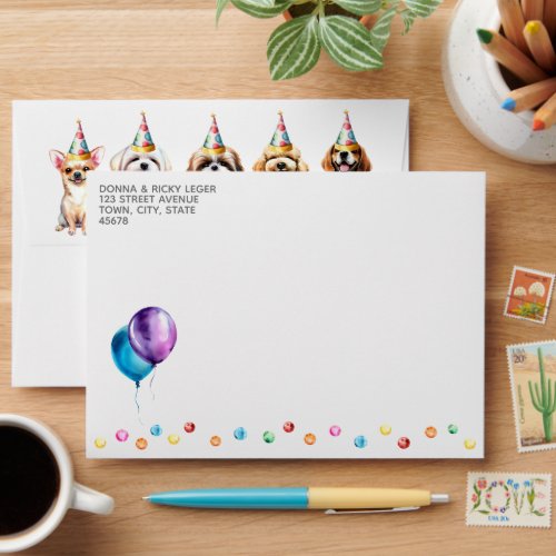 Dog Theme Birthday Party Envelope