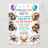 Dog Theme Birthday Party Invitation Postcard (Front)