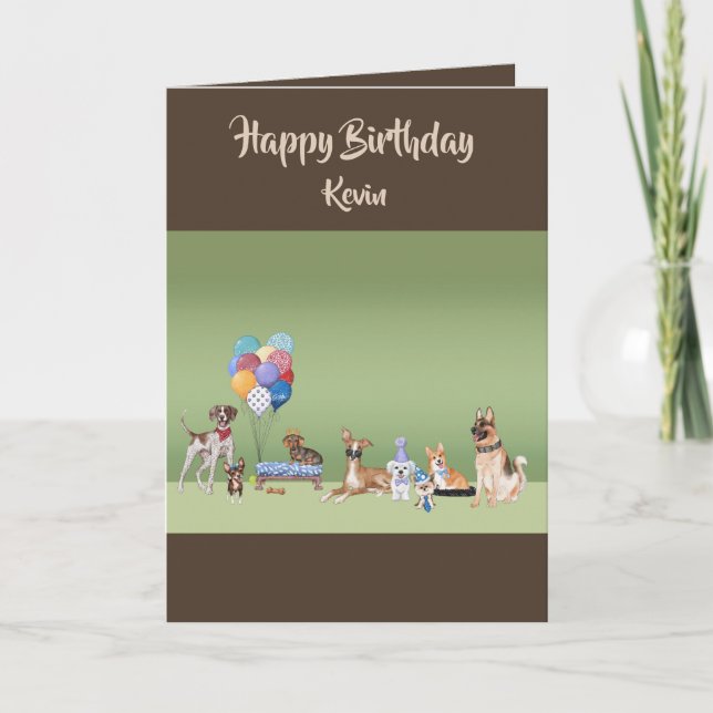 Dog Theme Custom Happy Birthday Personalized   Card (Front)