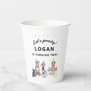 Dog Theme Let's Pawty Dog Birthday Party  Paper Cups