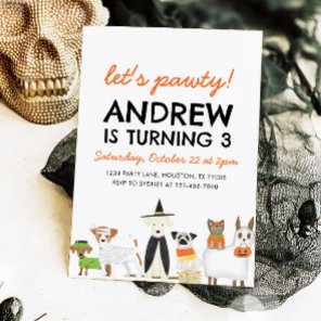 Dog Theme Puppy Party Halloween Birthday Invitation