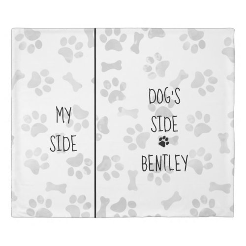 Dog Themed Bedroom Paw Prints My Side Dogs Side Duvet Cover