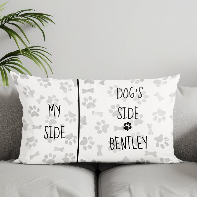 Dog Themed Bedroom Paw Prints My Side Dogs Side Lumbar Pillow (Creator Uploaded)
