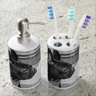 Dog Themed Bath Accessory Sets Zazzle Dog Themed Black France Bulldog With Scarf Siting Bathroom Set