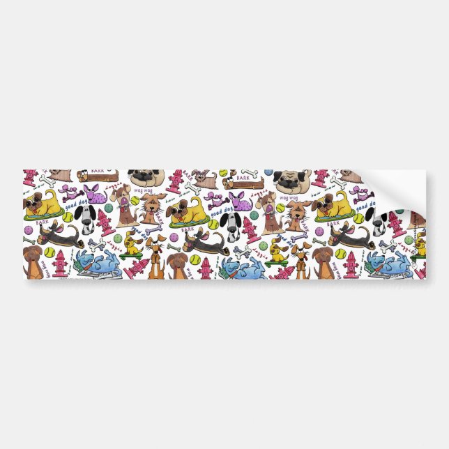 Dog Themed Collage Bumper Sticker (Front)