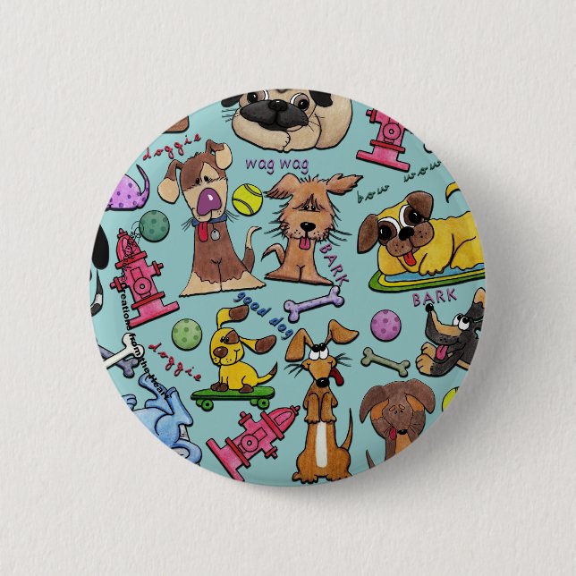 Dog Themed Collage Pinback Button (Front)