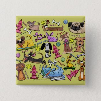 Dog Themed Collage Pinback Button by creationhrt at Zazzle