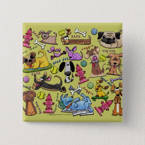Dog Themed Collage Pinback Button