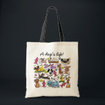 Dog Themed Collage Tote Bag<br><div class="desc">Whoa,  doggie! Fun collage of different types of dogs and their toys to brighten your day! Original design by Christie Black of Creations from the Heart.</div>