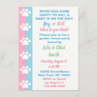 Dog Themed Gender Reveal Party Invitation