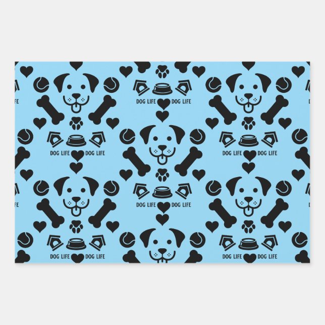 Dog Themed Gift Wrapping Paper Sheets (Front)