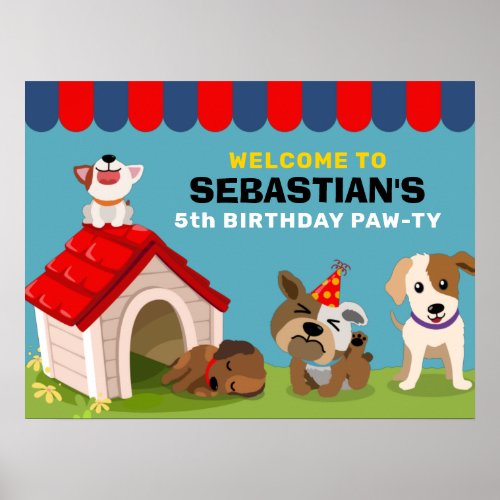Dog themed puppy adoption party welcome sign