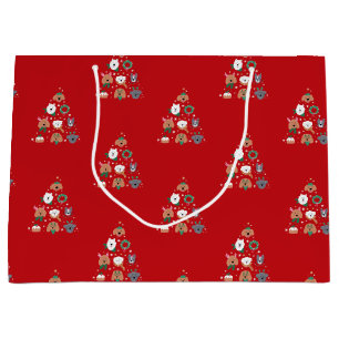 Dog Themed Red Christmas Large Gift Bag
