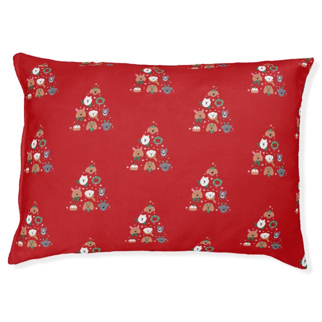 Dog Themed Red Christmas  Pet Bed