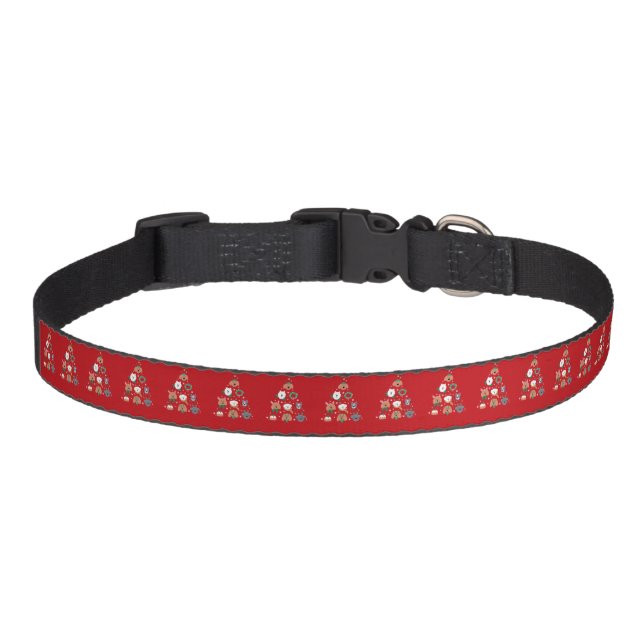Dog Themed Red Christmas  Pet Collar (Front)