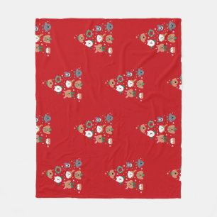 Dog Themed Red Christmas  Pet Fleece Blanket