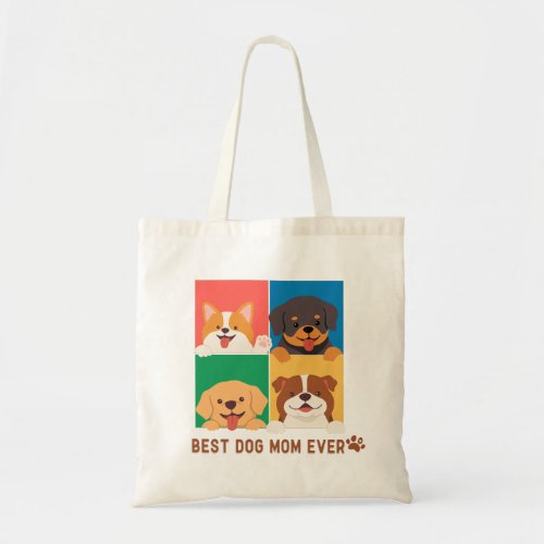 Dog_Themed Tote Bag	Vibrant 4_Grid Peek_a_Boo Pups