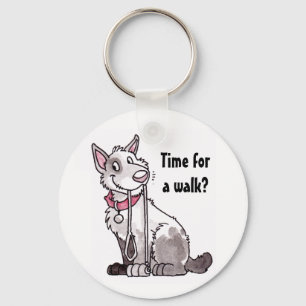 Dog "Time for a Walk" Keychain