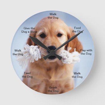Dog Time Wall Clock Golden Puppy by freya18801 at Zazzle