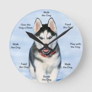 Dog Time Wall Clock Husky
