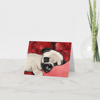 Dog Tired Pug Pup Blank Notecard