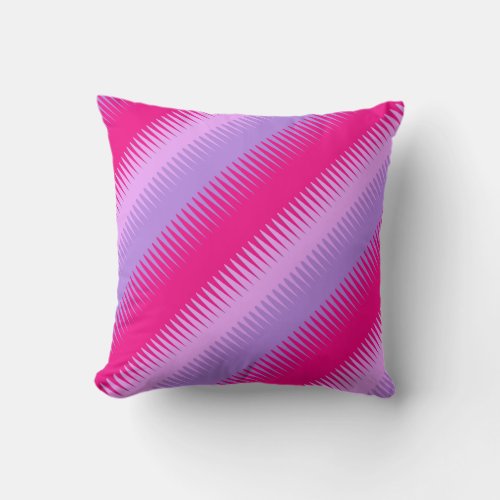 Dog tooth lines purple pink throw pillow