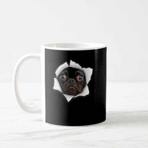 Dog Torn Cloth  Black Bulldog Coming Out of Hole K Coffee Mug