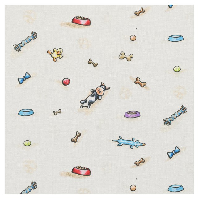Dog Toy Land Fabric (Close Up)