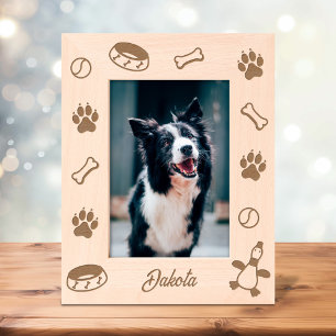 Dog Toys Dish Paw Prints 5x7 Engraved Frames