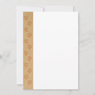 Dog Tracks On Faux Carved Recycled Paper Invitation