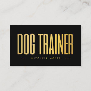 Dog Trainer Black And Gold Business Card