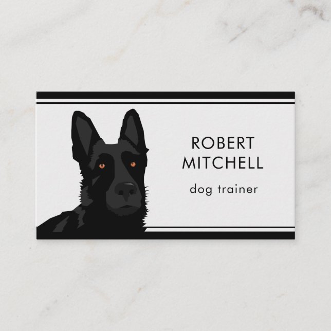 Dog Trainer Black German Shepherd Business Card (Front)