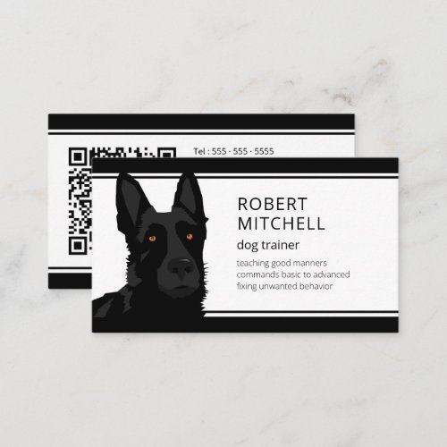 Dog Trainer Black German Shepherd QR Code Business Card