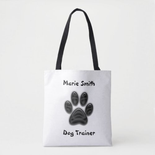Dog Trainer Black Paw Print Canine Business Tote Bag