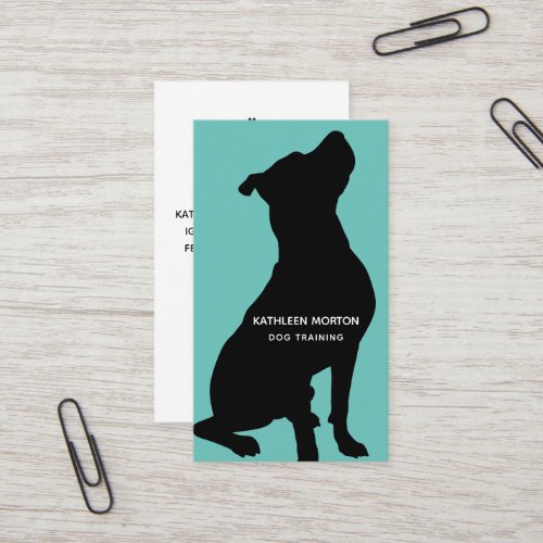 Dog Trainer Black Silhouette Business Card