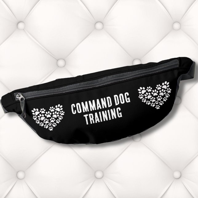 Dog Trainer Black White Paw Print Fanny Pack (Cute Dog Trainer Black White Paw Print Heart Fanny Pack )