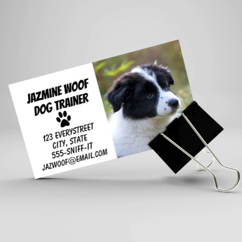 Dog Trainer Black White Puppy Business Card